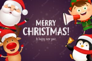 Christmas postcard design with cute reindeer