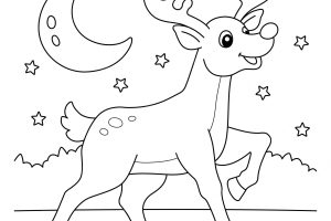 Christmas reindeer coloring page for kids