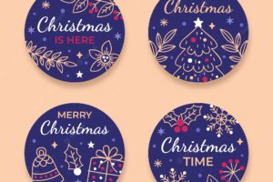 Christmas season celebration labels collection