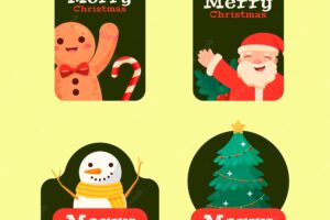 Christmas season celebration labels collection