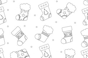 Christmas sock pattern outline holiday vector