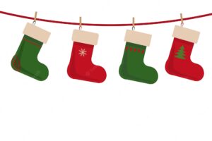 Christmas socks vector background various christmas socks hanging on a rope