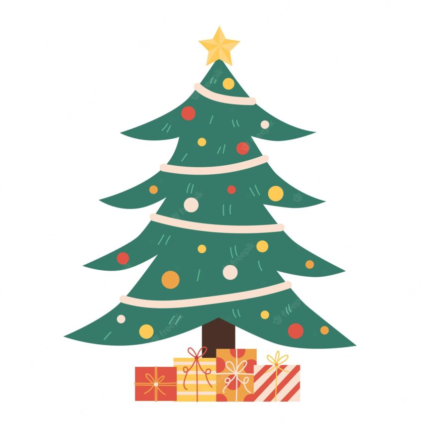 Christmas tree cartoon flat vector