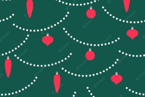 Christmas tree decorations vector cute cartoon seamless pattern vintage garlands background