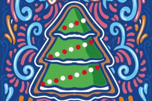 Christmas tree gingerbread vector art illustration