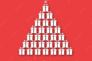 Christmas tree made of gift boxes. merry christmas greeting card