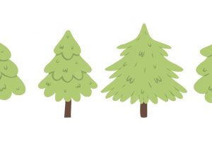 Christmas tree set in flat style