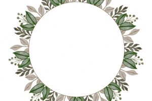 Circle frame with green floral border