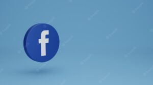 Circular facebook social media logo with copy space and blue background