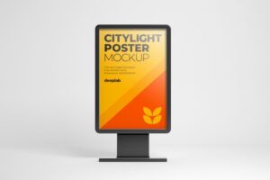 Citylight poster mockup with editable background color