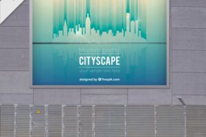 Cityscape modern outdoor billboard mock up