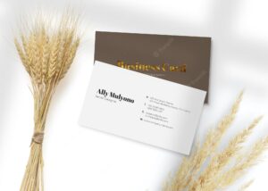 Clean minimal business card with wheat background logo mockup premium psd