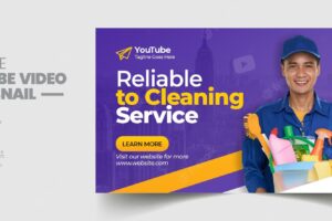Cleaning service youtube video thumbnail and web banner template