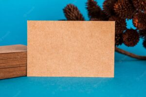 Close up cardboard business card mockup