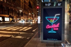 Cocktail bar mock-up in neon