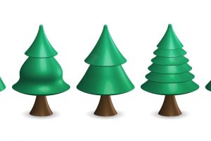 Collection of christmas trees on a white background. realistic illustration vector