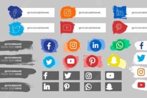 Collection of social media icons with strokes