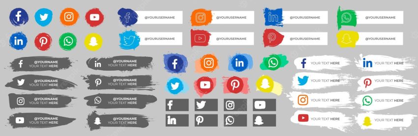 Collection of social media icons with strokes