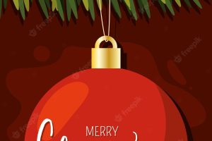 Colored christmas invitational card with tree ball vector
