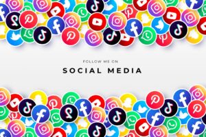 Colorful background with social media logos