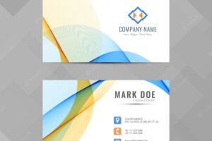 Colorful business card with wavy shapes
