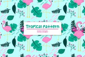 Colorful hand drawn tropical pattern
