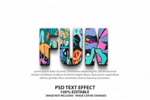 Colourful fun psd text effect smart object
