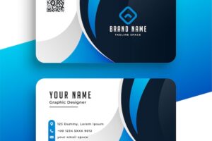 Company business card in blue color