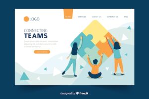 Connecting teams concept for landing page