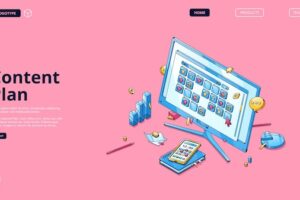 Content plan website with isometric calendar