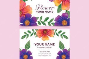 Corporate card with watercolor flowers