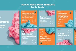 Cotton candy on stick social media post template