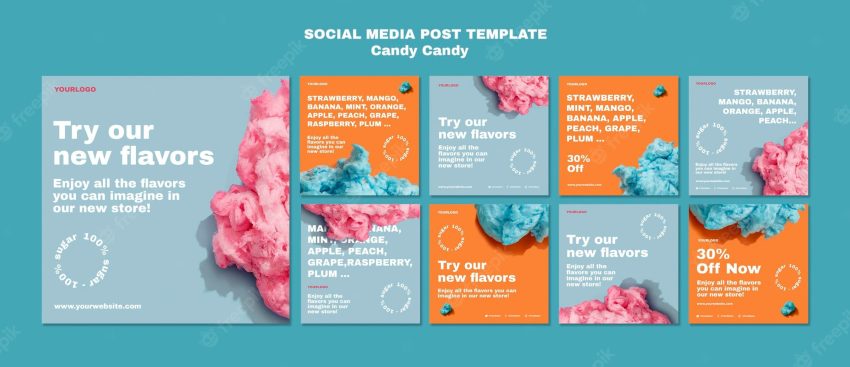 Cotton candy on stick social media post template