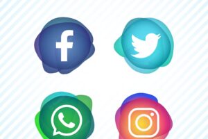 Creative memephis fluid social media icons set