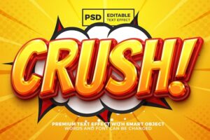 Crush comic glossy 3d editable text effect