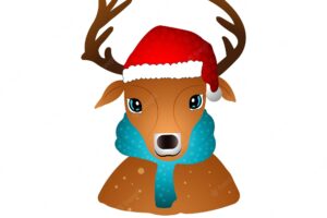 Cute deer for merry christmas celebration card background