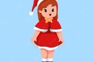 Cute little girl christmas cartoon illustration