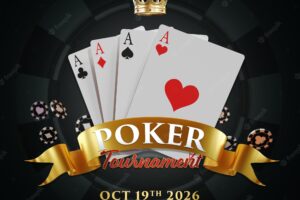 Dark black poker tournament casino online social media post invitation template