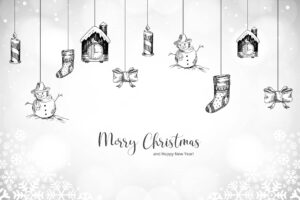 Decorative christmas elements sketch holiday card background