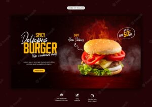 Delicious burger and food menu web banner template