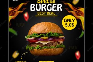 Delicious burger social media post banner