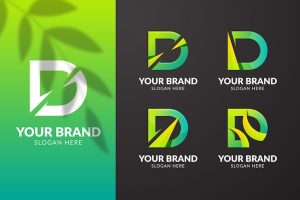 Different gradient d logos set