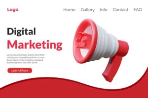 Digital marketing flat landing page. social media marketing,