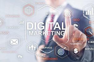 Digital marketing mixed media business background