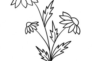 Doodle flower branch, cute and unusual bud, can be used to decorate postcards, business cards or as