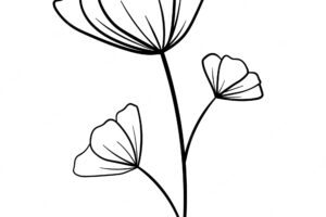 Doodle flower branch, cute and unusual bud, can be used to decorate postcards, business cards
