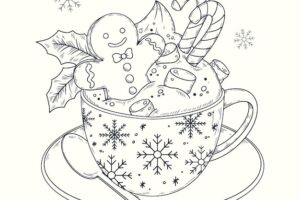 And drawn christmas hot chocolate illustration