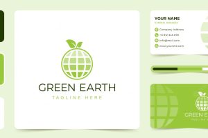Eco green leaf globe earth logo  vector image