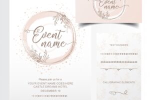 Editable invitation and business card design with hand drawn text dividers
