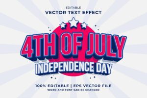 Editable text effect 4th july independence day cartoon style premium vector